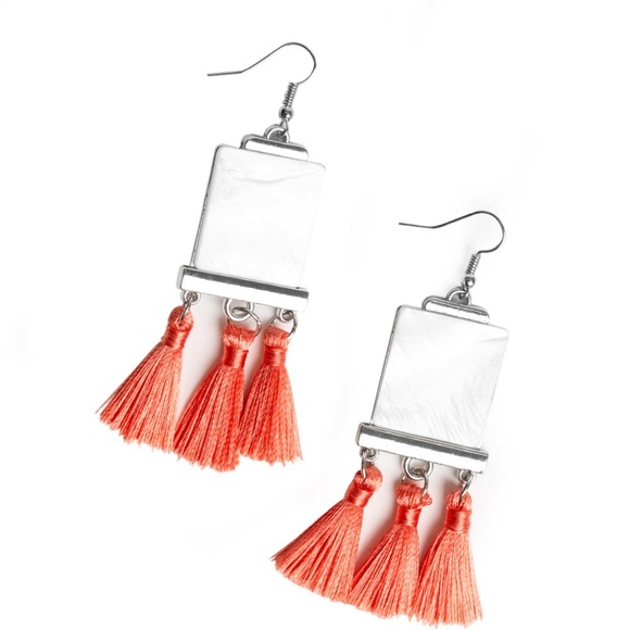 Tassel Retreat Orange Earrings - Picture 3 of 3